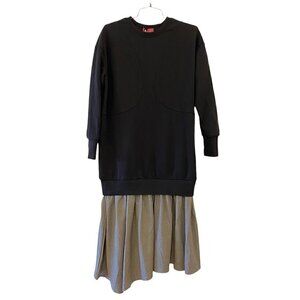 MDRN Womens Louisville Sweatshirt Dress Black Gray Stretch Oversized XS New